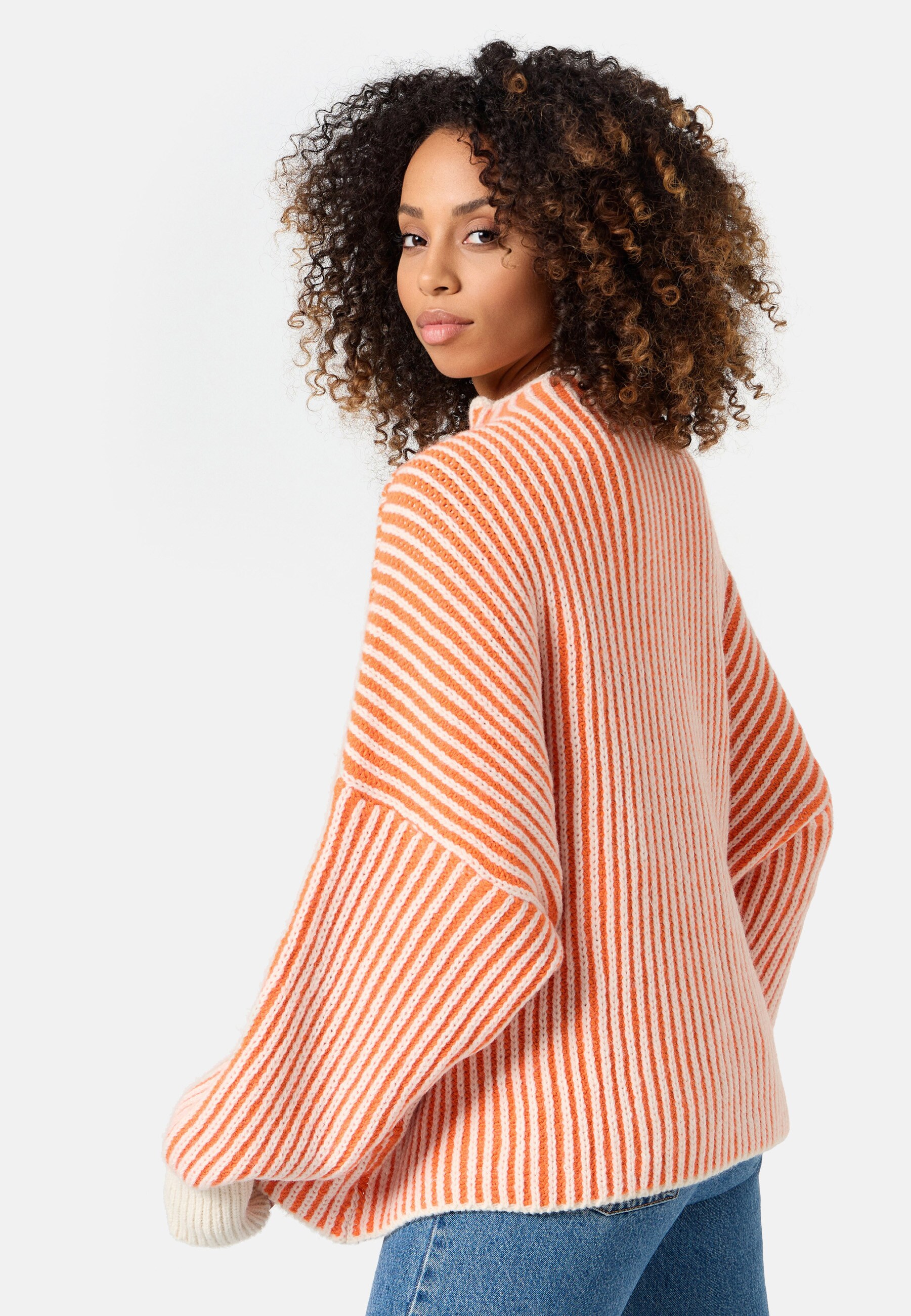 PM SELECTED Damen Warmer Strickpullover mit Streifen in Einheitsgröße PM65