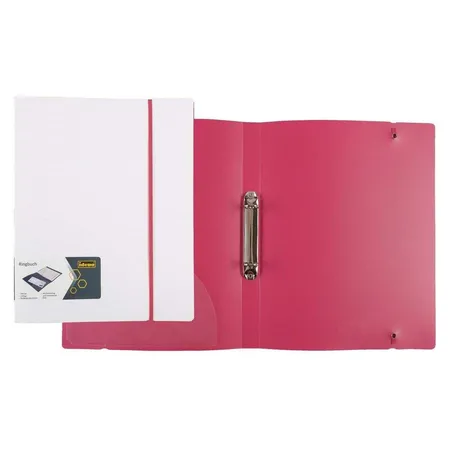 Idena Ringbuch, DIN A4, 2-Ringmechanik, Gummizug, weiß/pink