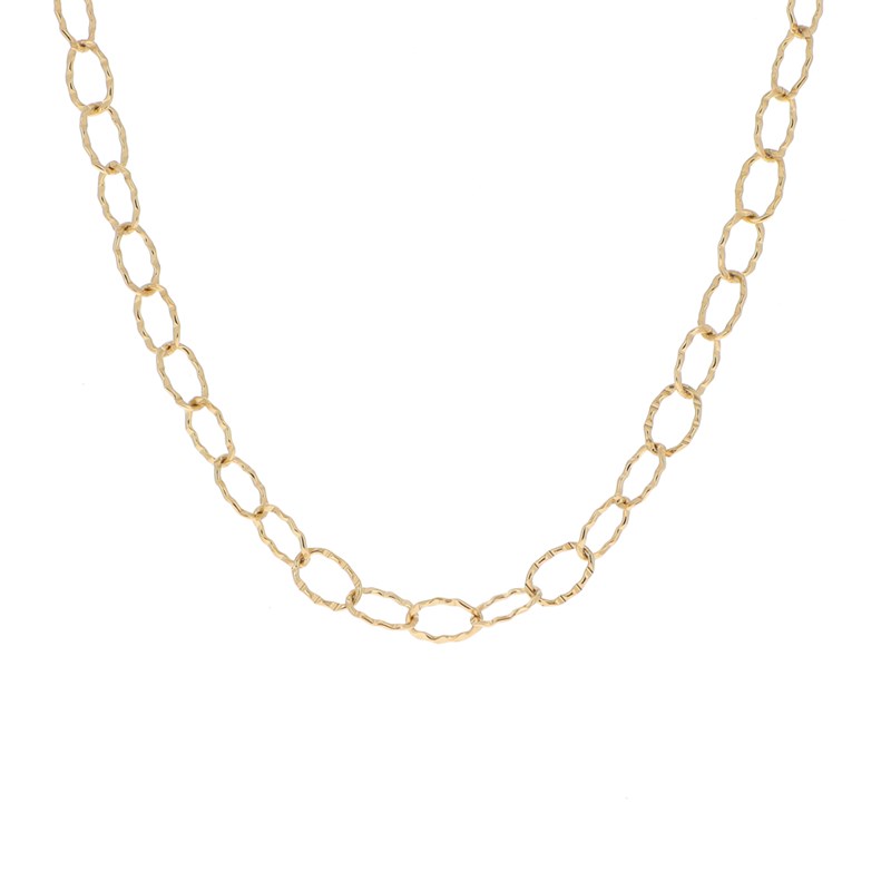 Collier en acier maille martelé dorée, chaînette réglable
