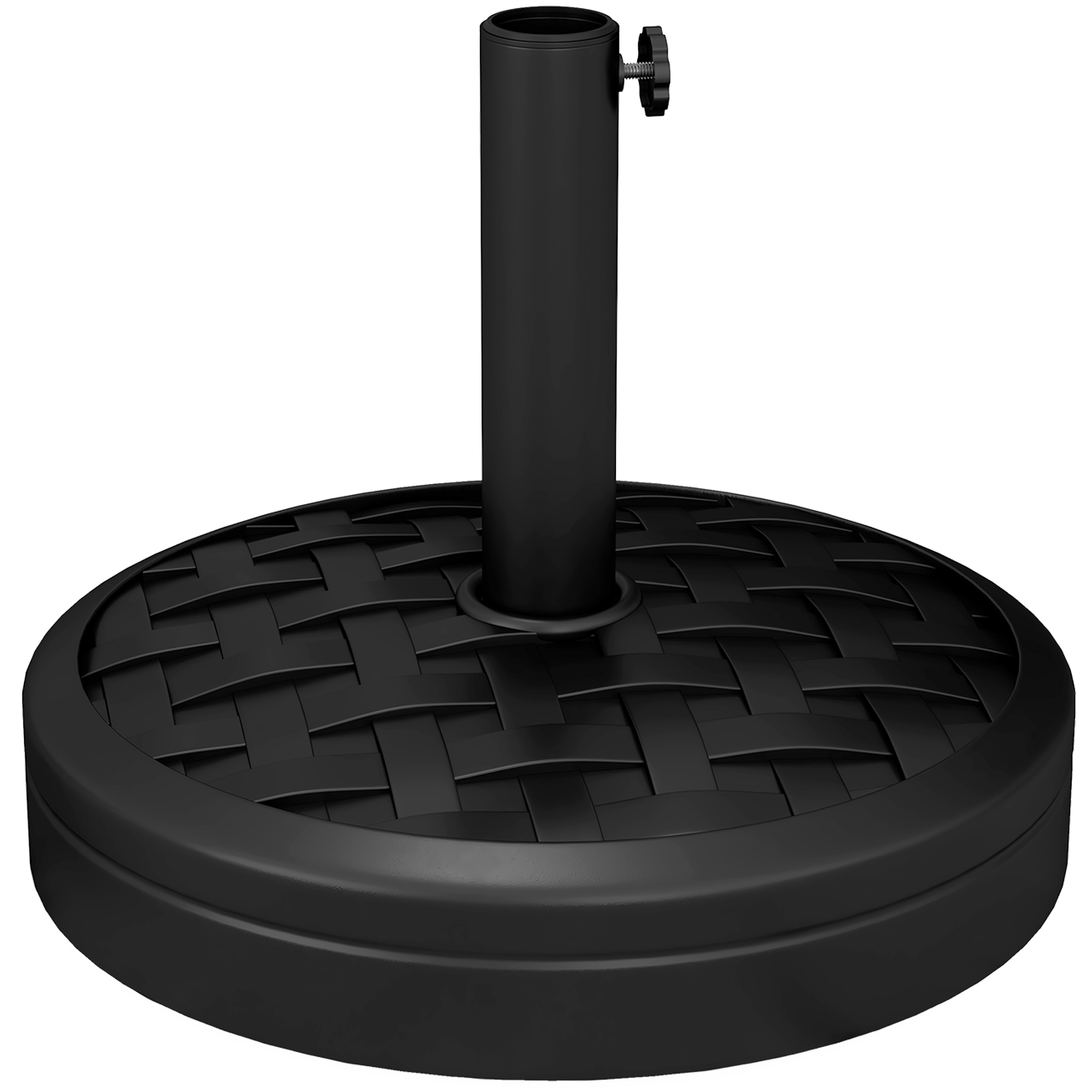 Base redonda para guarda-sol Outsunny, preenchível com cimento, peso 18 kg, para hastes de guarda-sol Ø38/48 mm, Ø45x36 cm, preta