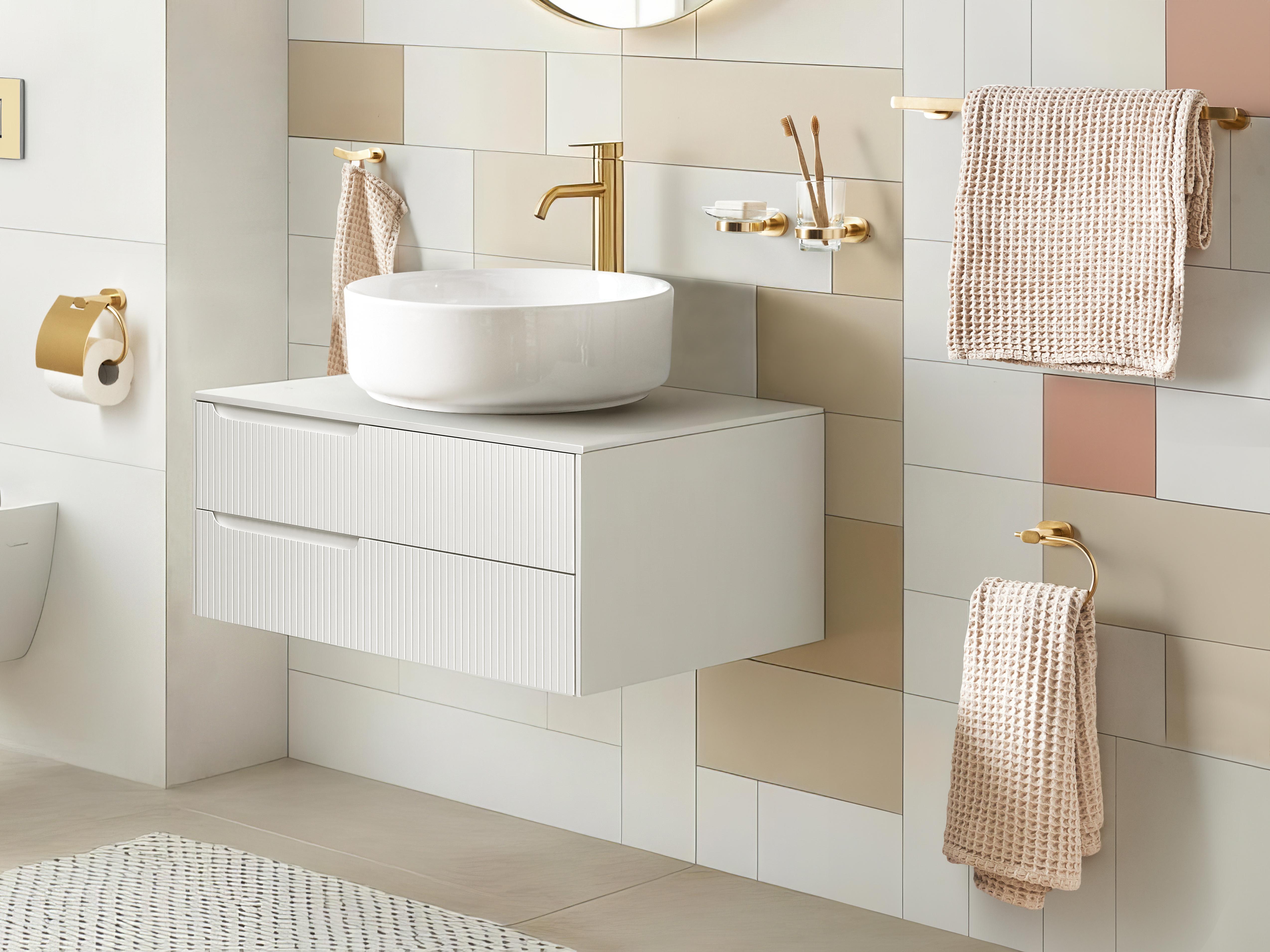 6-delige badkamer hardware set TOCOPILLA met handdoekstangen en -haken Goud