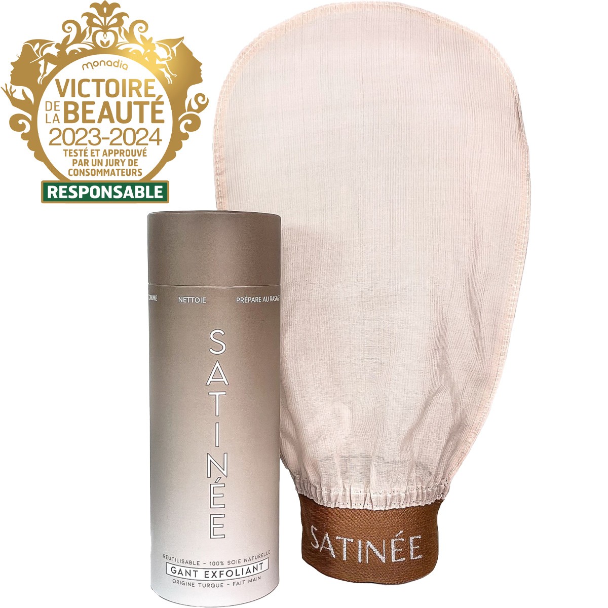 Gant exfoliant en soie - Marron - Corps