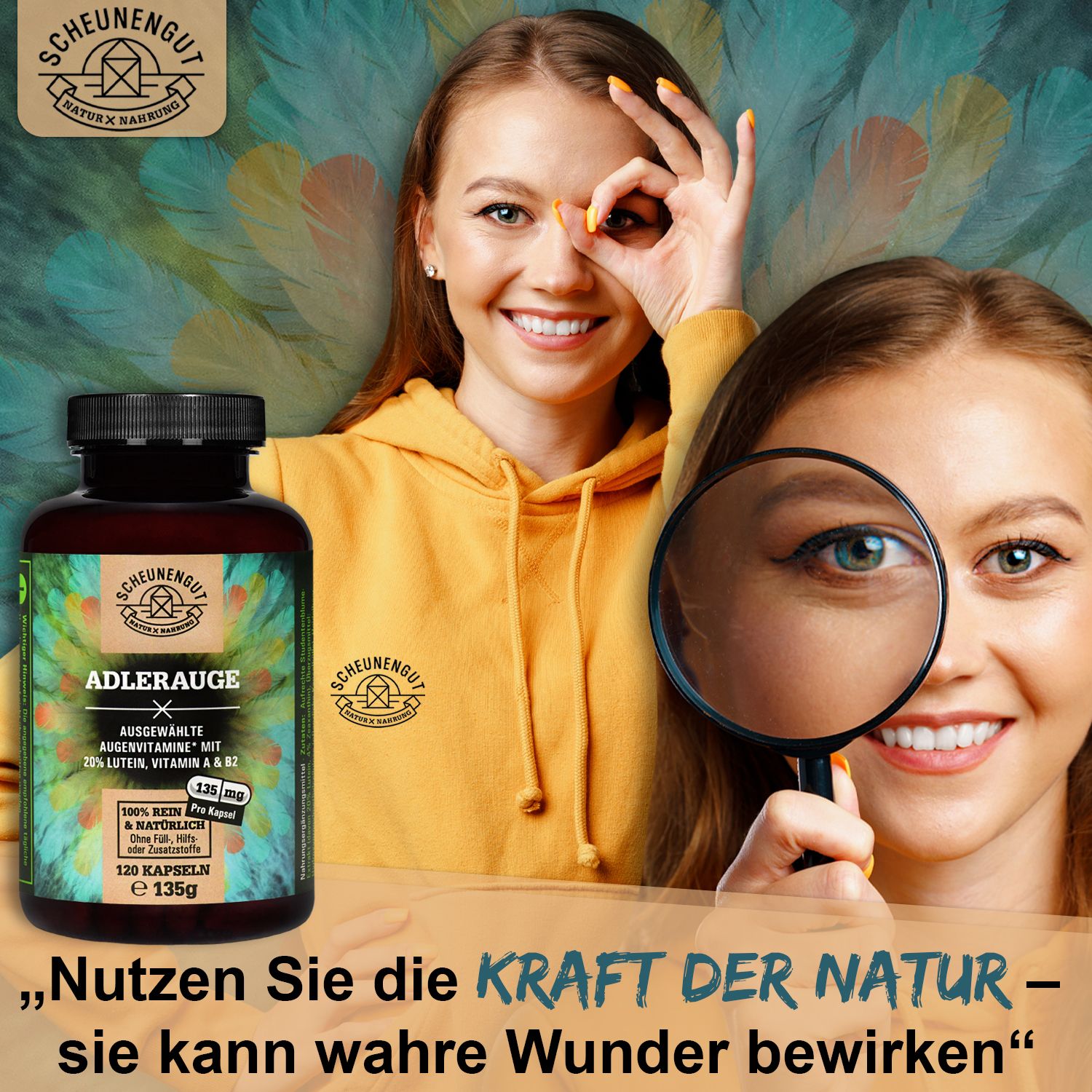 Scheunengut® ADLERAUGE | 20mg Lutein, 4mg Zeaxanthin, Anthocyanidin & ausgewählte Augenvitamine*