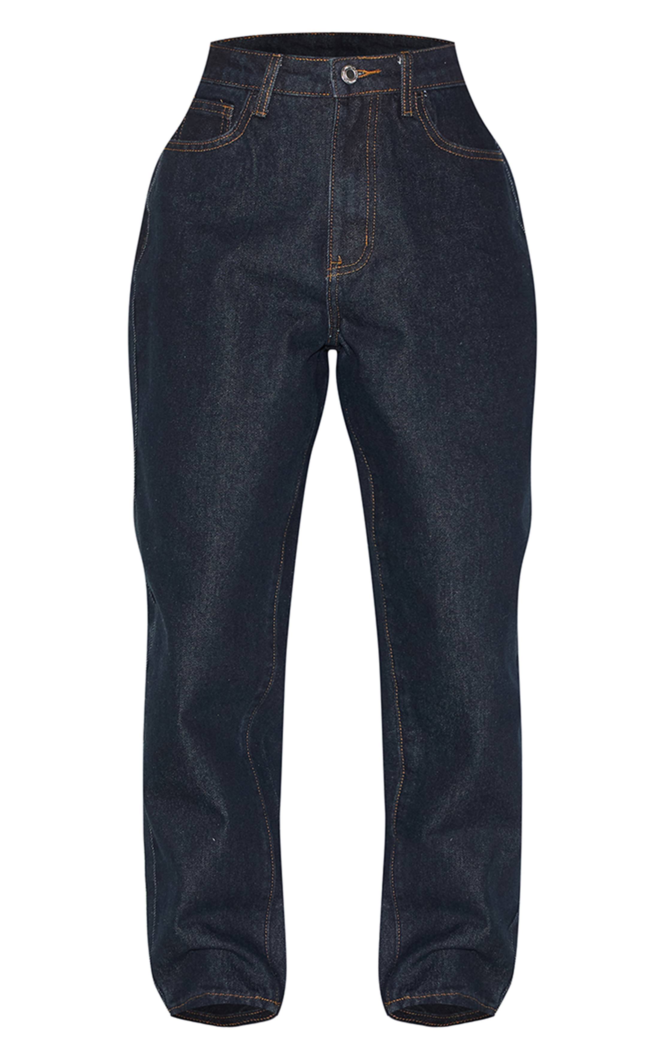 Bleu Indigo Foncé Jean Mom Taille Haute Petite