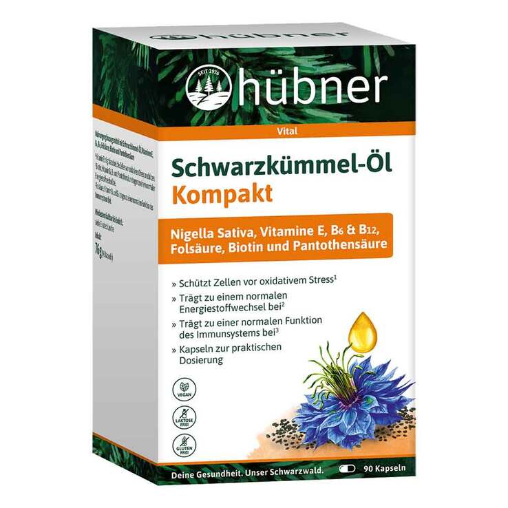 Hübner Schwarzkümmel-Öl Kompakt Kapseln, 90 St