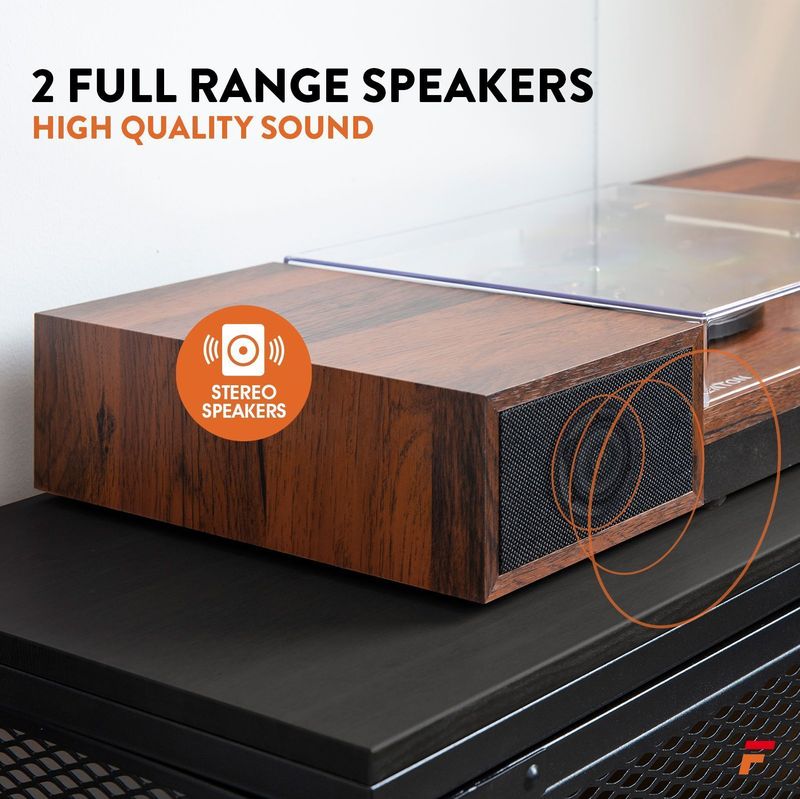 Retro Platenspeler met Bluetooth en Speakers - Fenton RP165C - Incl. Naald - Kersen