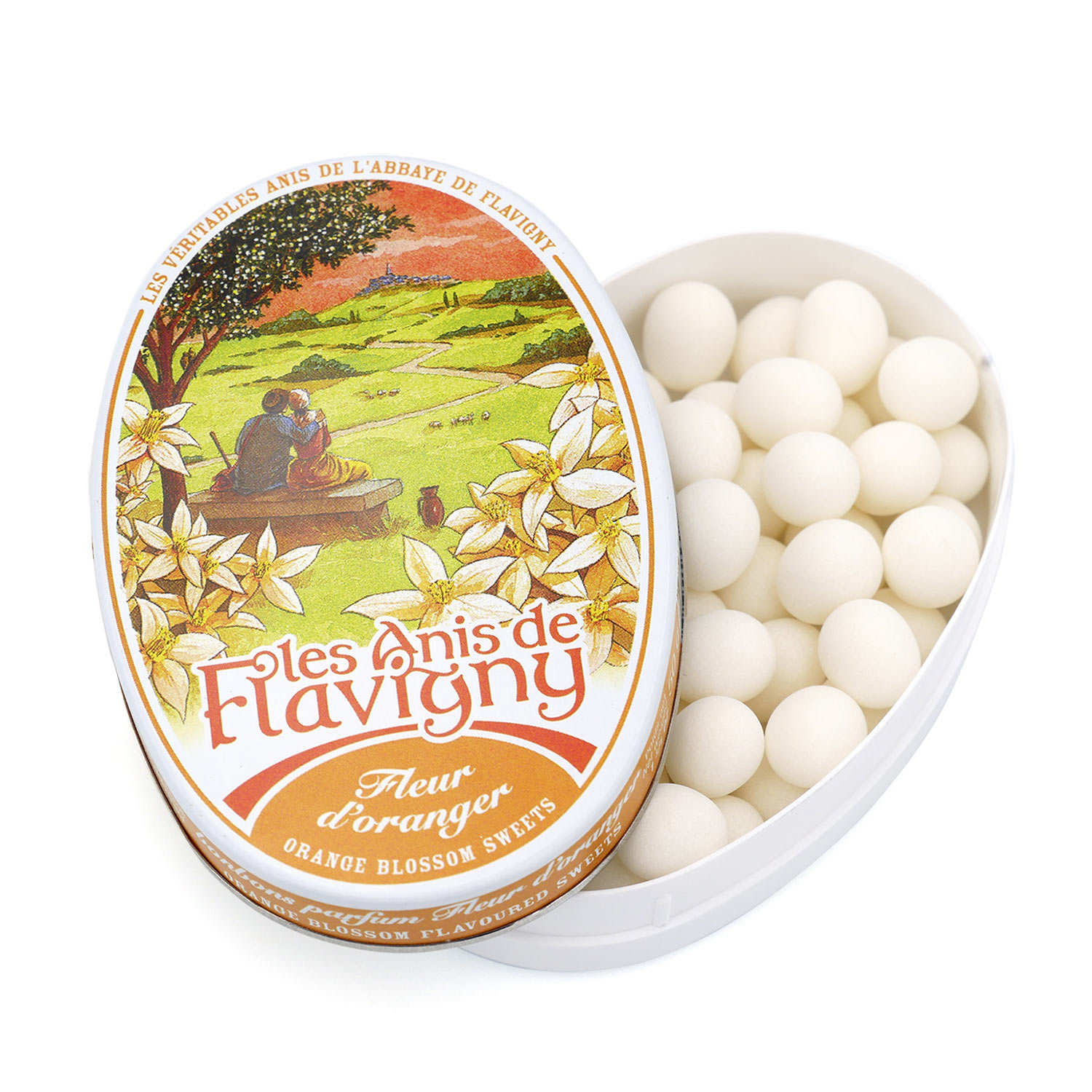 Bonbons à l'anis aromatisés à la fleur d'oranger - Boîte ovale décorée