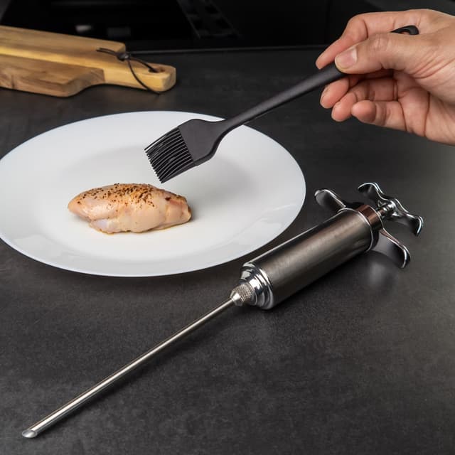 Marinadesprøjte Kødsprøjte Grillsprøjte (sølv)