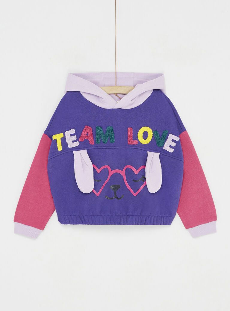 Sweat color block à capuche pour fille