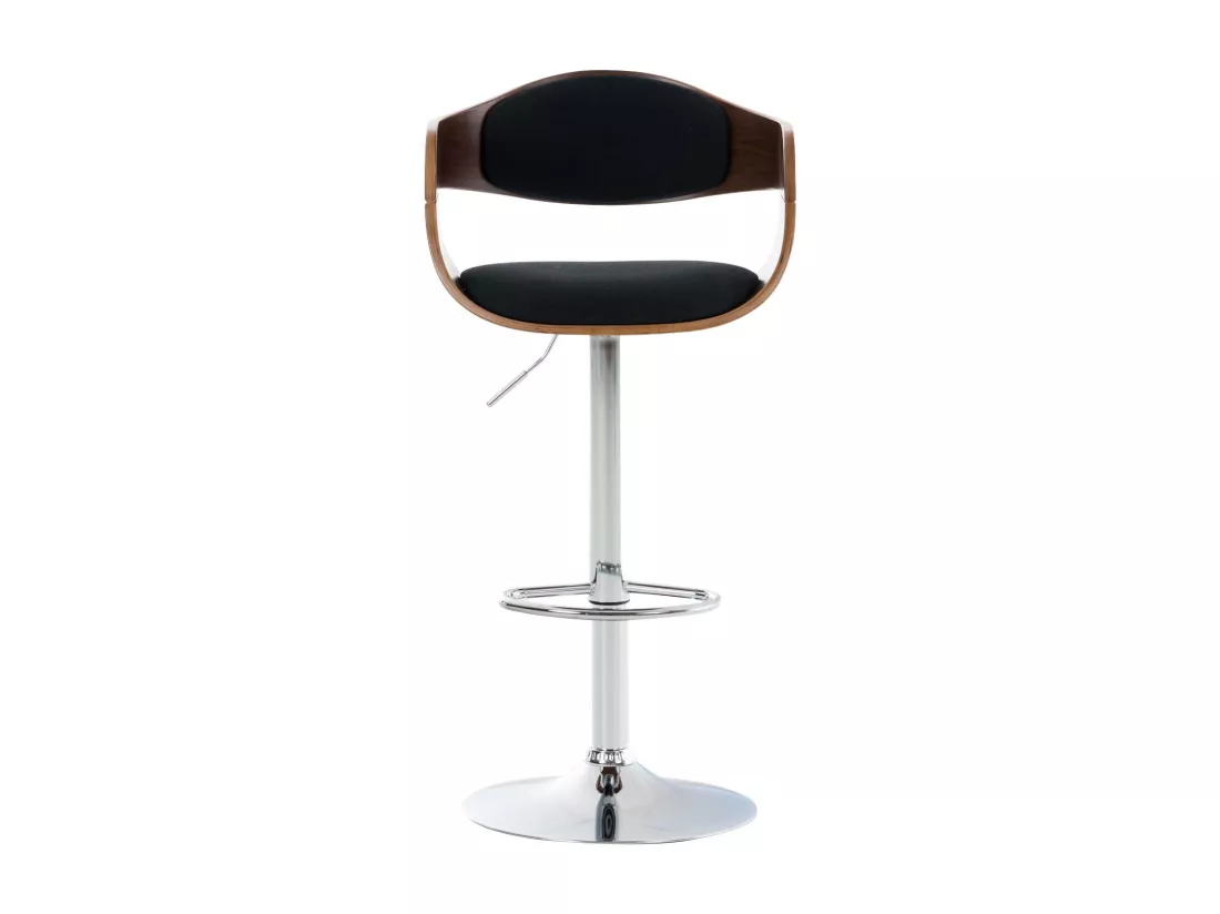 Lot de 2 Tabouret de bar - Tissu & Métal chromé - Noyer / Noir - Kingston