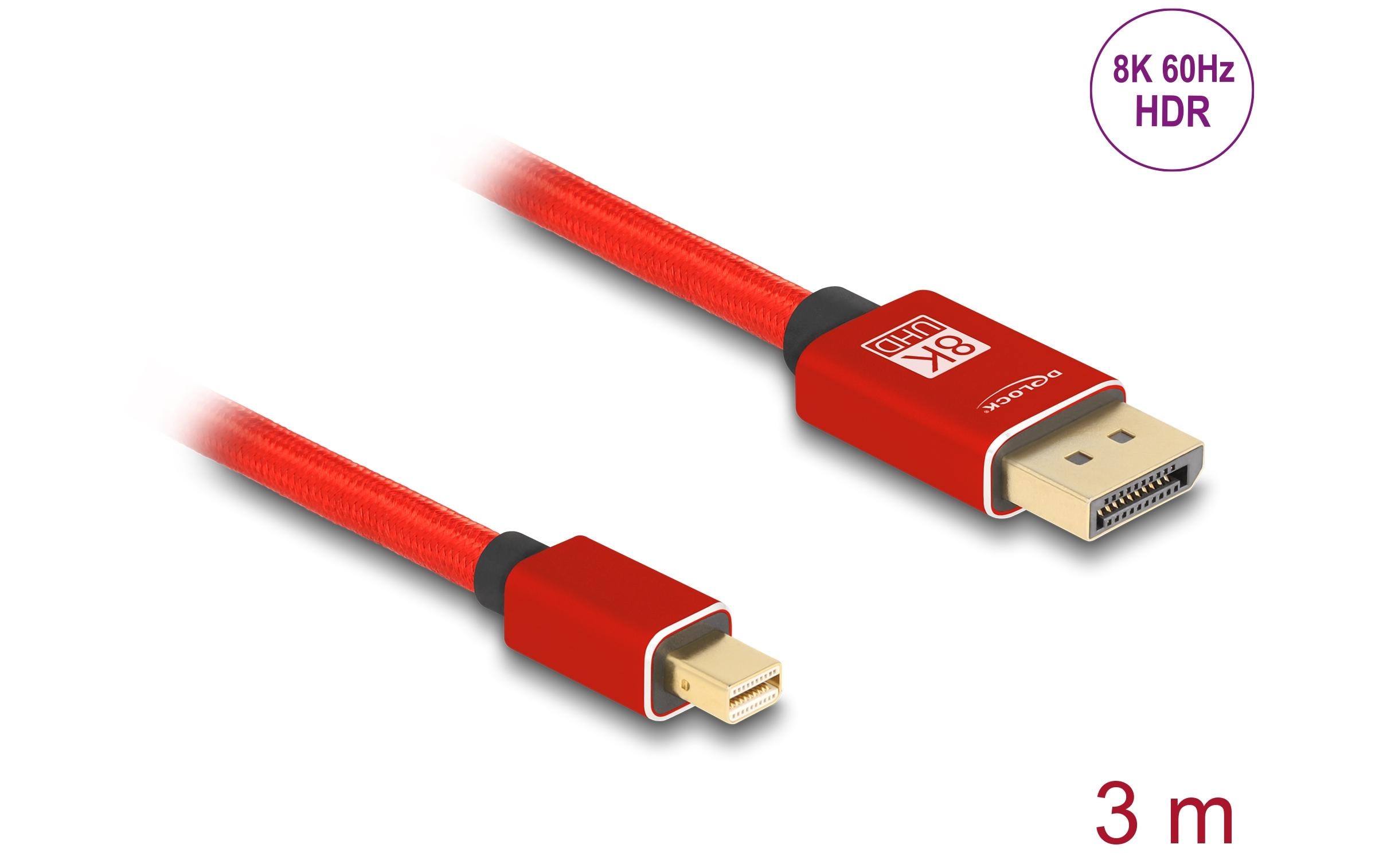 Kabel 8K 60 Hz Mini-DisplayPort - DisplayPort, 3 mDelock Mini DisplayPort zu DisplayPort Kabel 8K 60 Hz 3 m