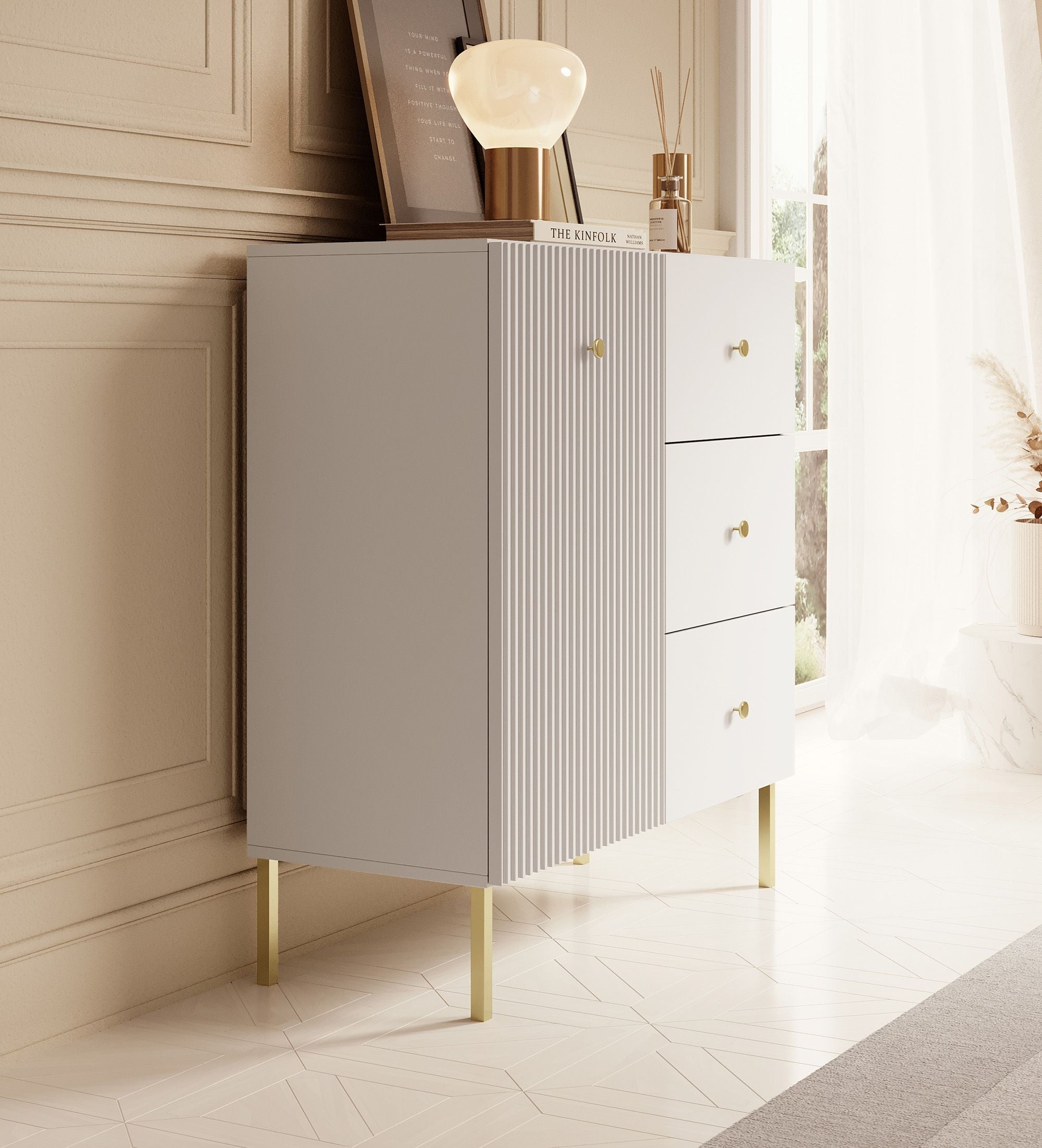 Meubella - Dressoir Vermont - Wit - 90 cm