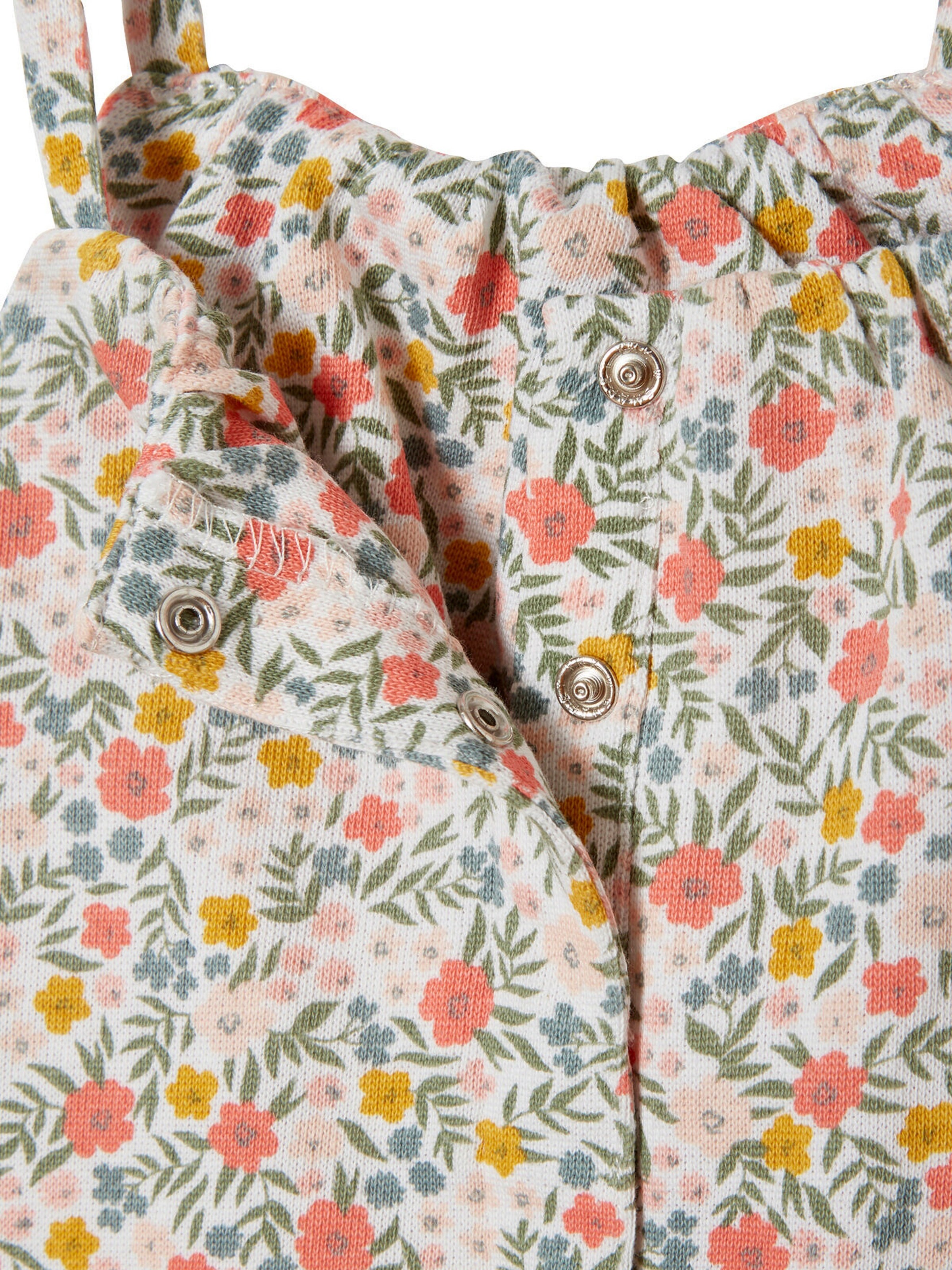 Vertbaudet Mädchen Baby-Set: Overall & Haarband weiß geblümt