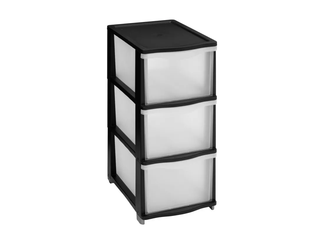 Tour de rangement 3 Tiroirs 4 pieds amovibles dont 2 avec roues H 63.1 cm