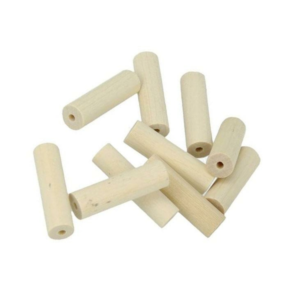15 perles en bois cylindres 30 x 8,6 mm