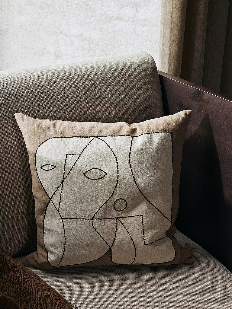 FERM LIVING Kissen FIGURE CUSHION 50x50 Taupe White  camel