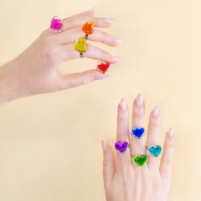 Bague en verre soufflé - Coeur Nano transparent