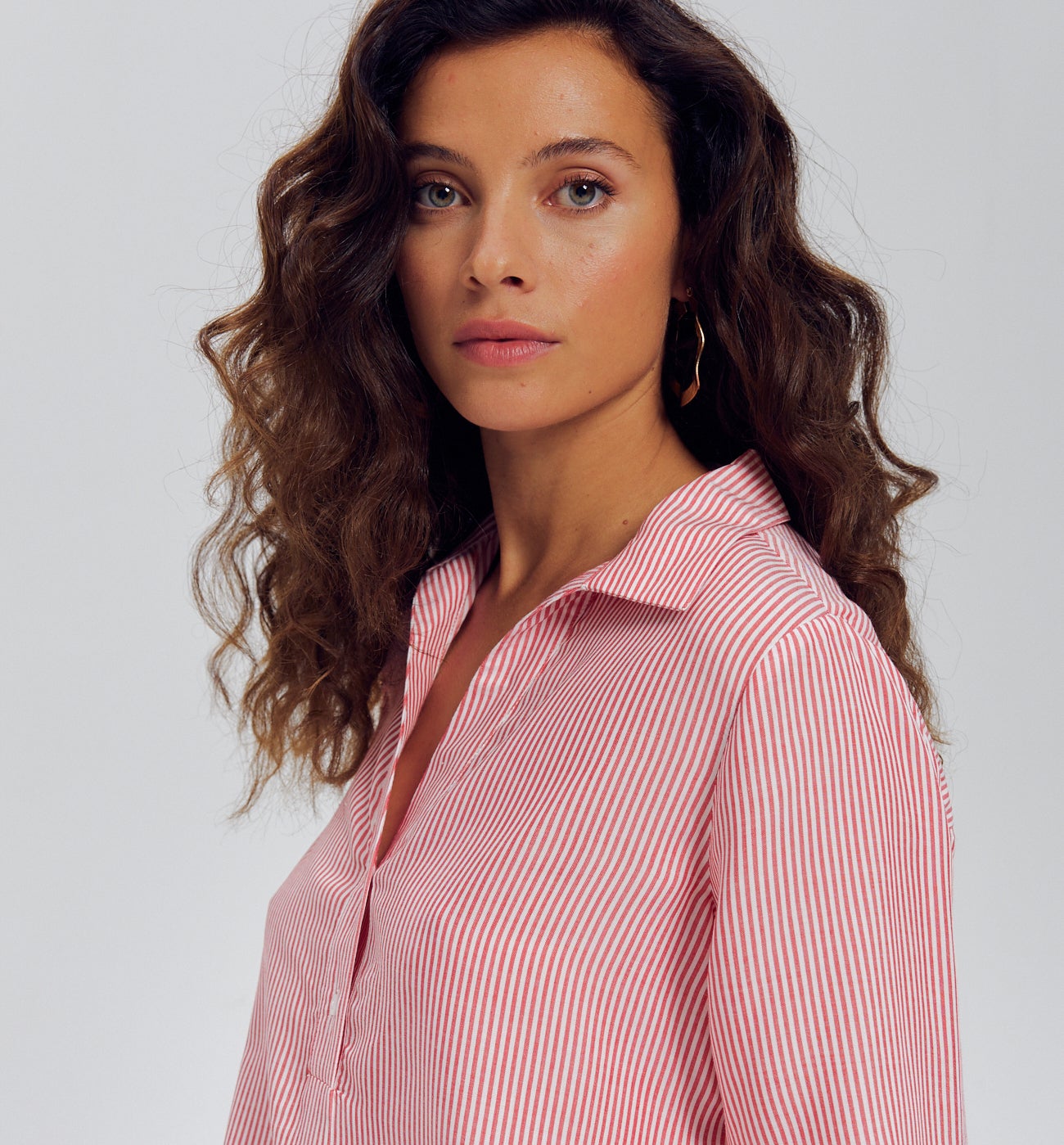 Blouse rayée oversize Femme - Rayé rouge