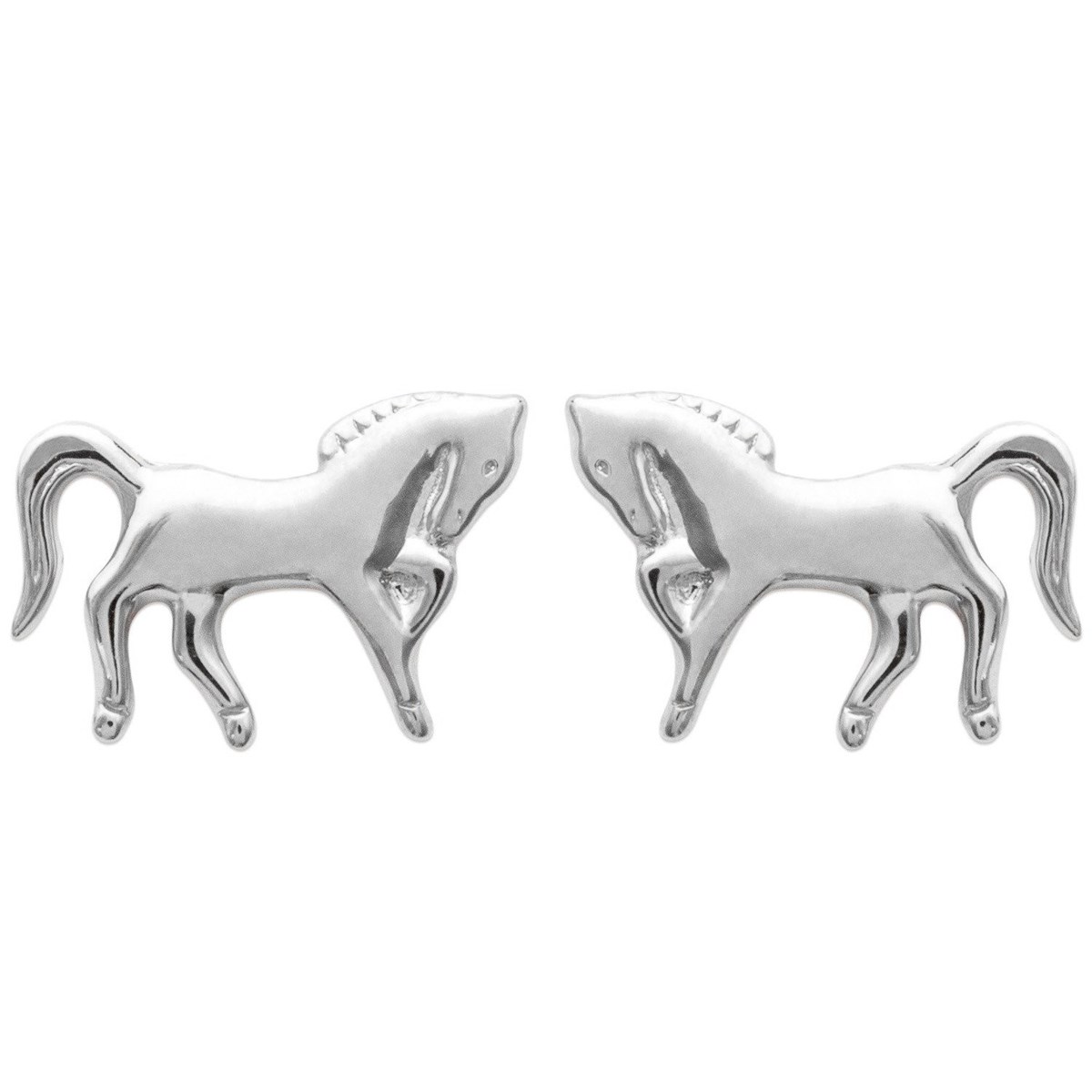 Boucles d'oreilles cheval Argent 925 Rhodié