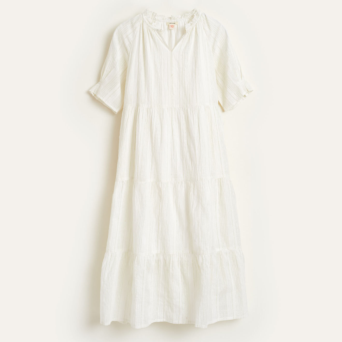 Bellerose Robe longue Pattie en Coton à motif irisé écrue