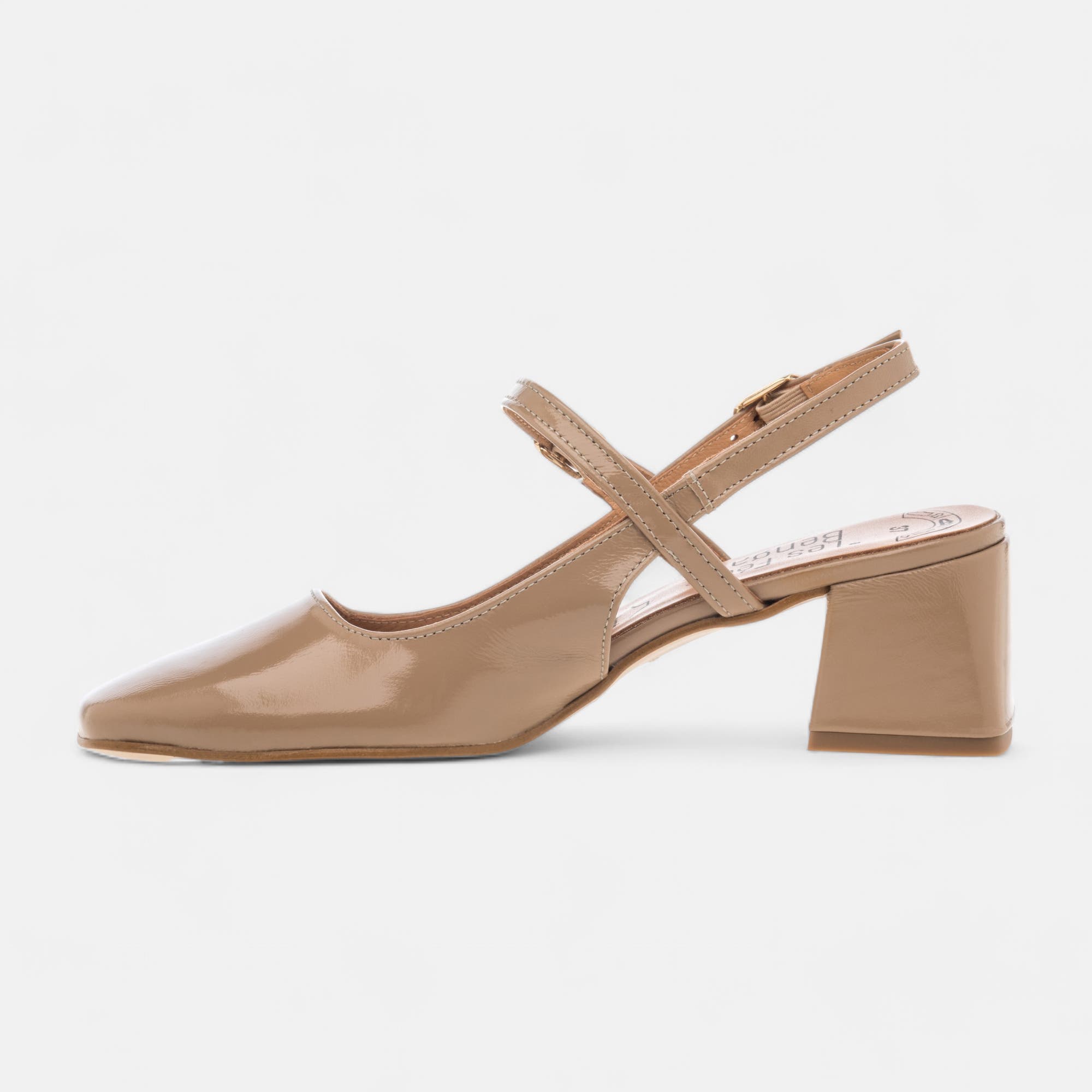 Escarpins avec bride arrière à talon Femme en cuir camel
