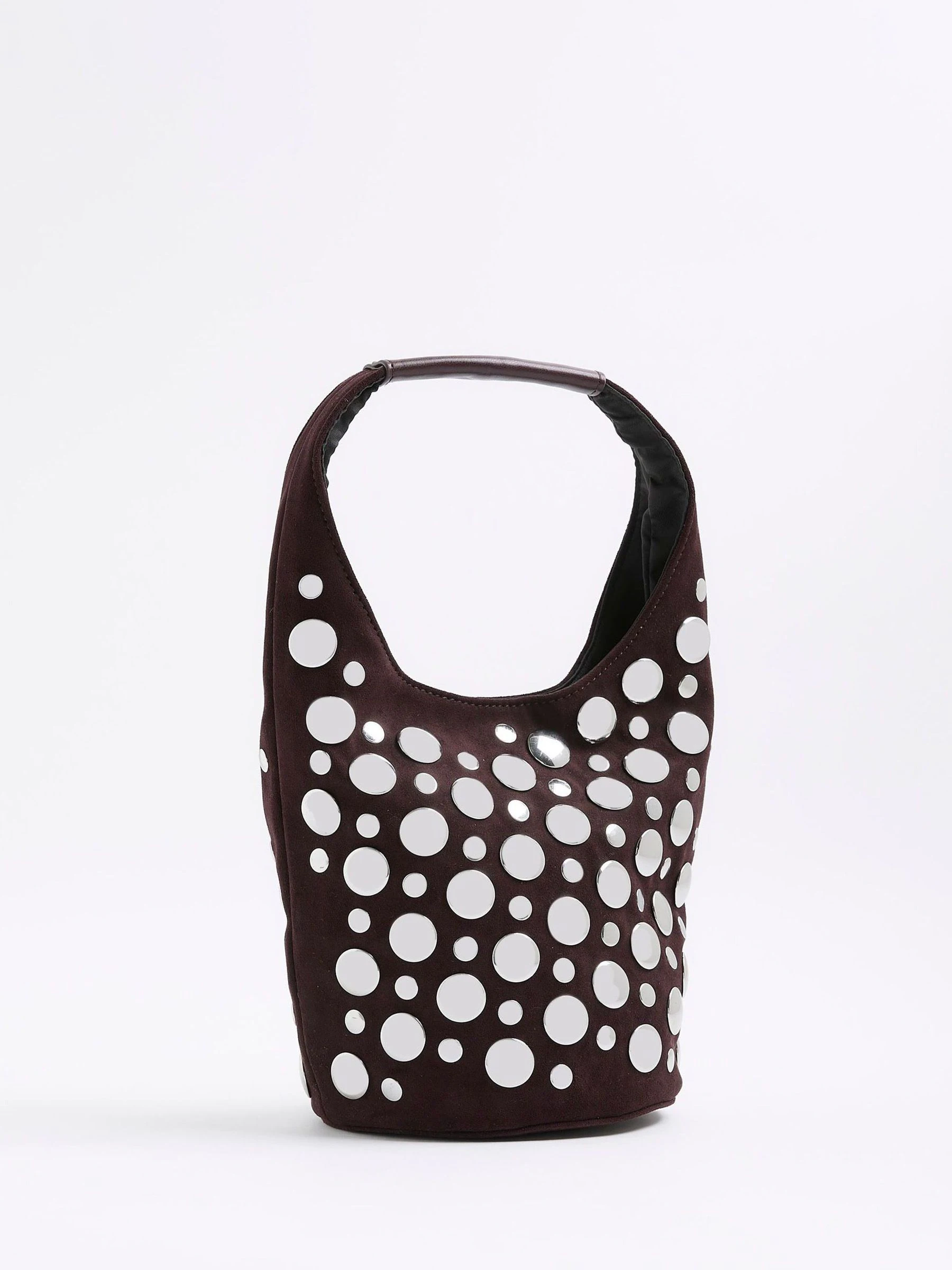River Island Studded Suedette Bucket Bag