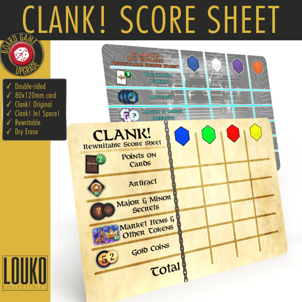 Clank! & Clank! Dans l'Espace! - Feuille de score réinscriptible
