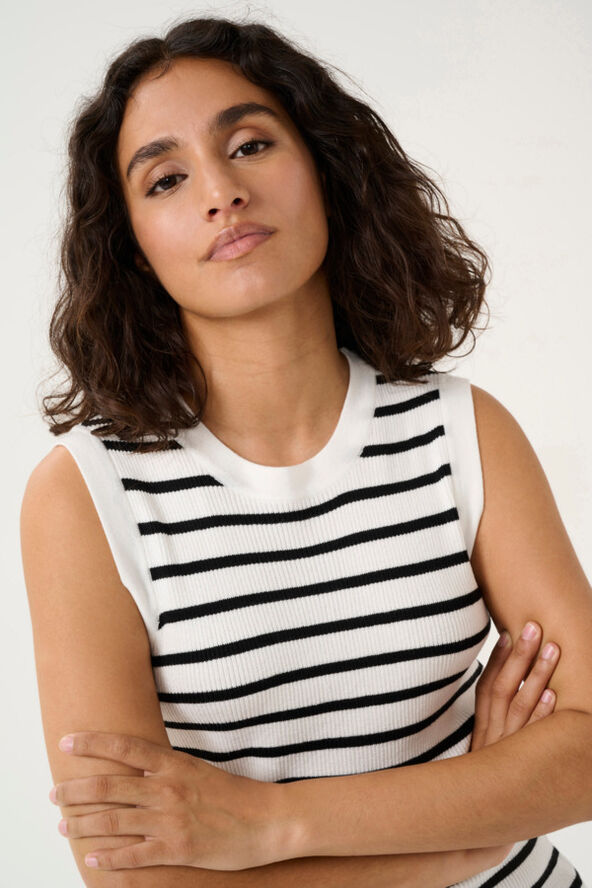 Kaffe KAlilybeth Knit Top Chalk/black stripe