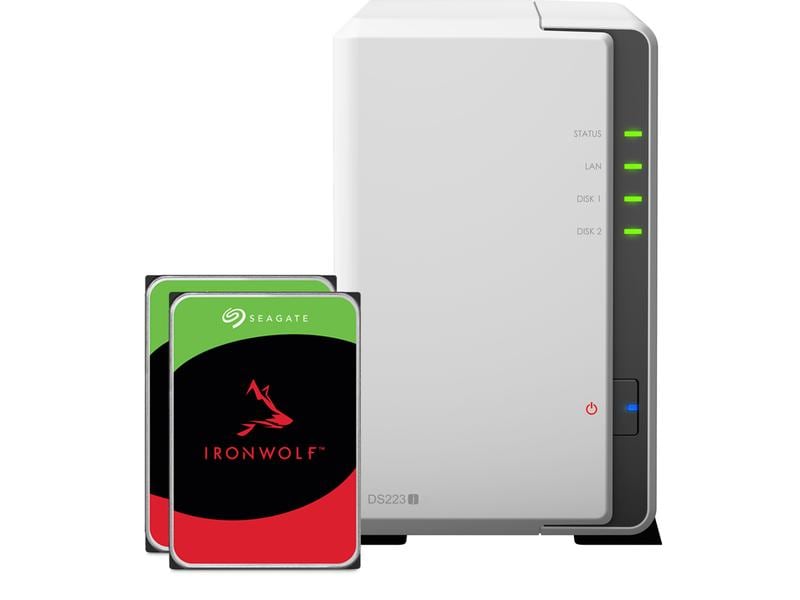 Synology NAS DS223j 2-bay Seagate Ironwolf 4 TB NAS mit 2 Laufwerkschächten