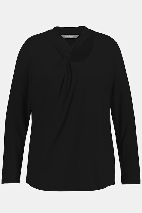 Shirt, Cut-Out, Slim, drapierter V-Ausschnitt, Langarm