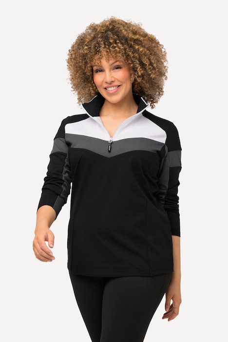 Funktionsshirt, Slim, Troyerkragen, Langarm, recycelt