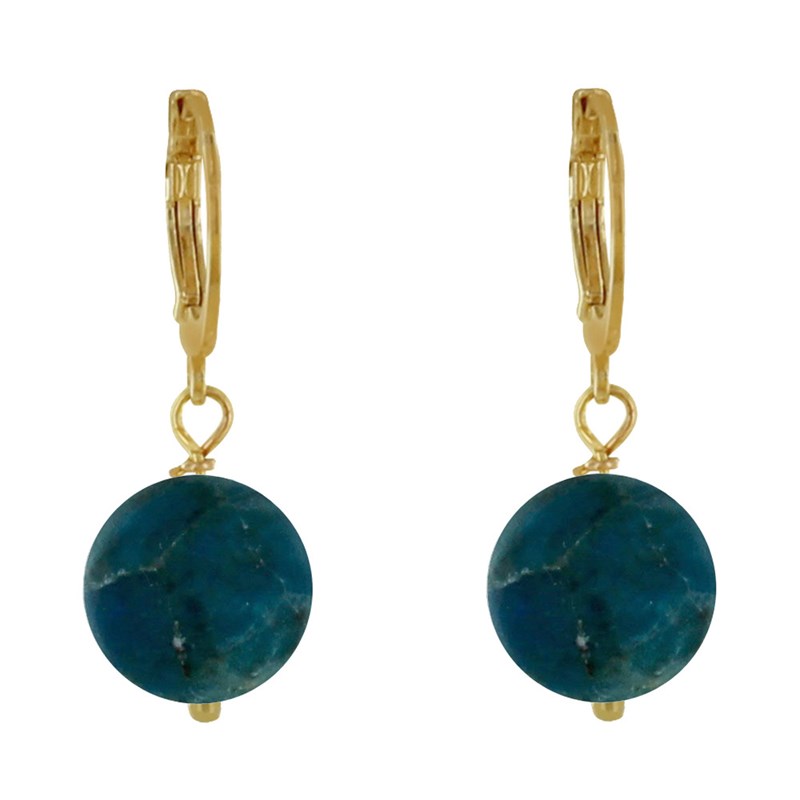 Boucles d'Oreilles Mini Créoles Plaqué Or et Perle d'Apatite Dépolie