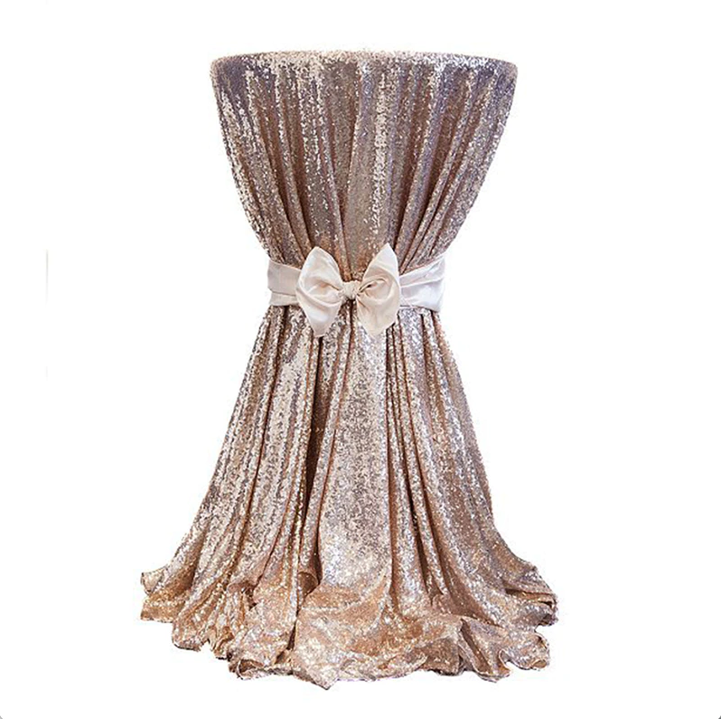 (Ø80cm) Glitzer Tischdecke Party Dekoration Pailletten Tisch Tuch - Roségold