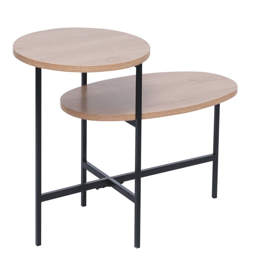 Table basse double Brooklyn métal et bois 90x48xH45cm