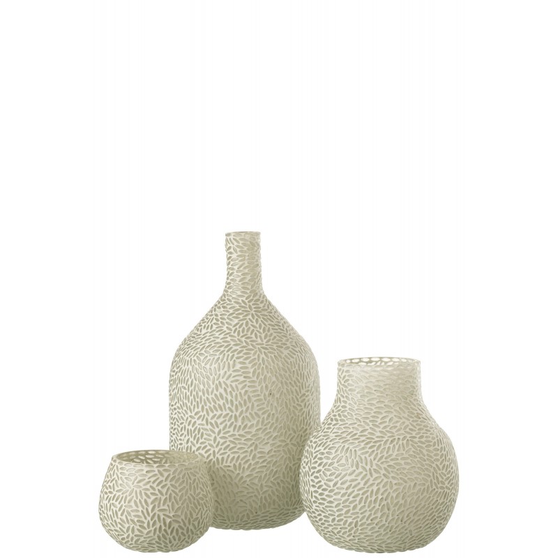 Vase avec mosaïques en verre blanc 17x17x22 cm