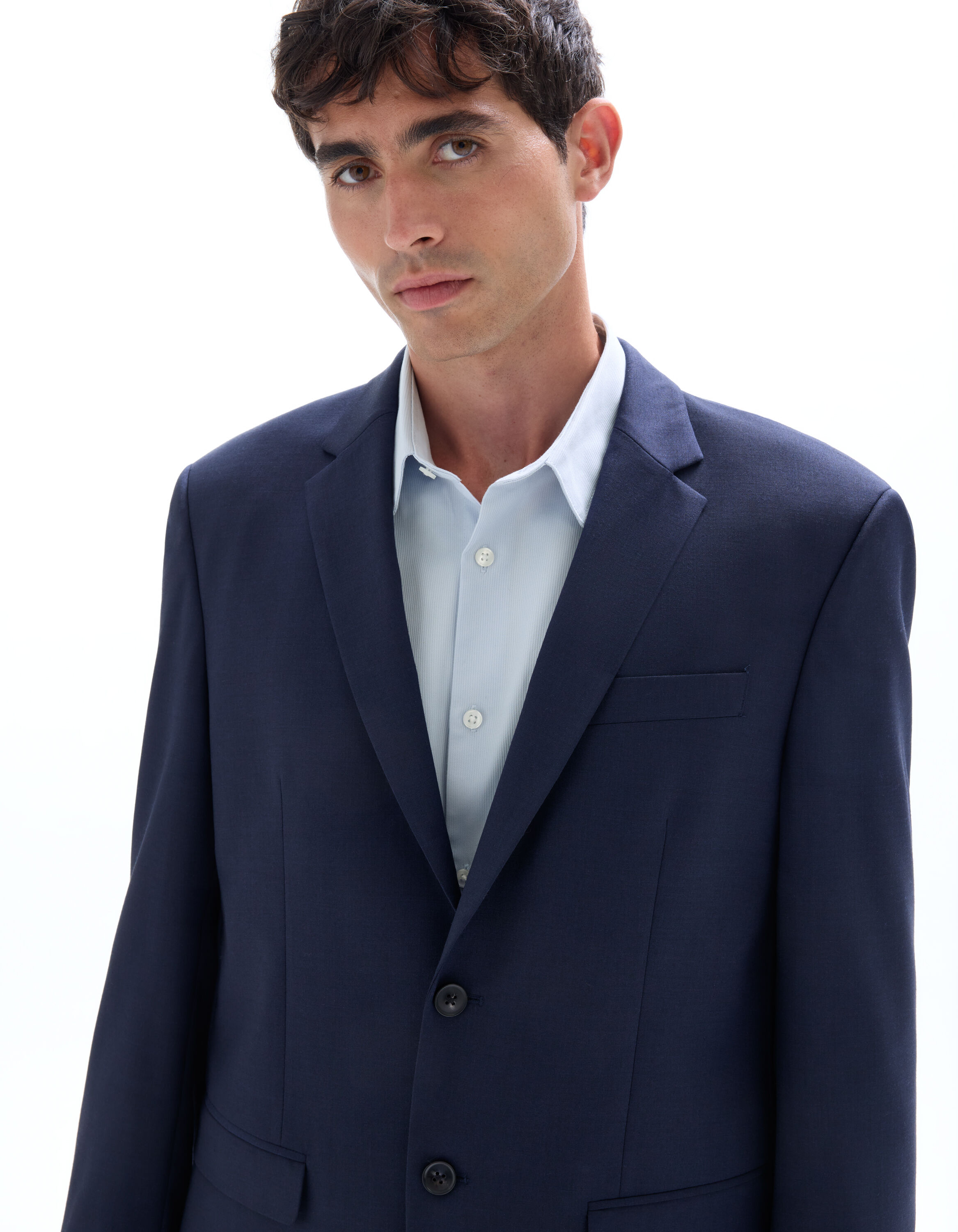 Veste de costume regular en laine mélangée - marine