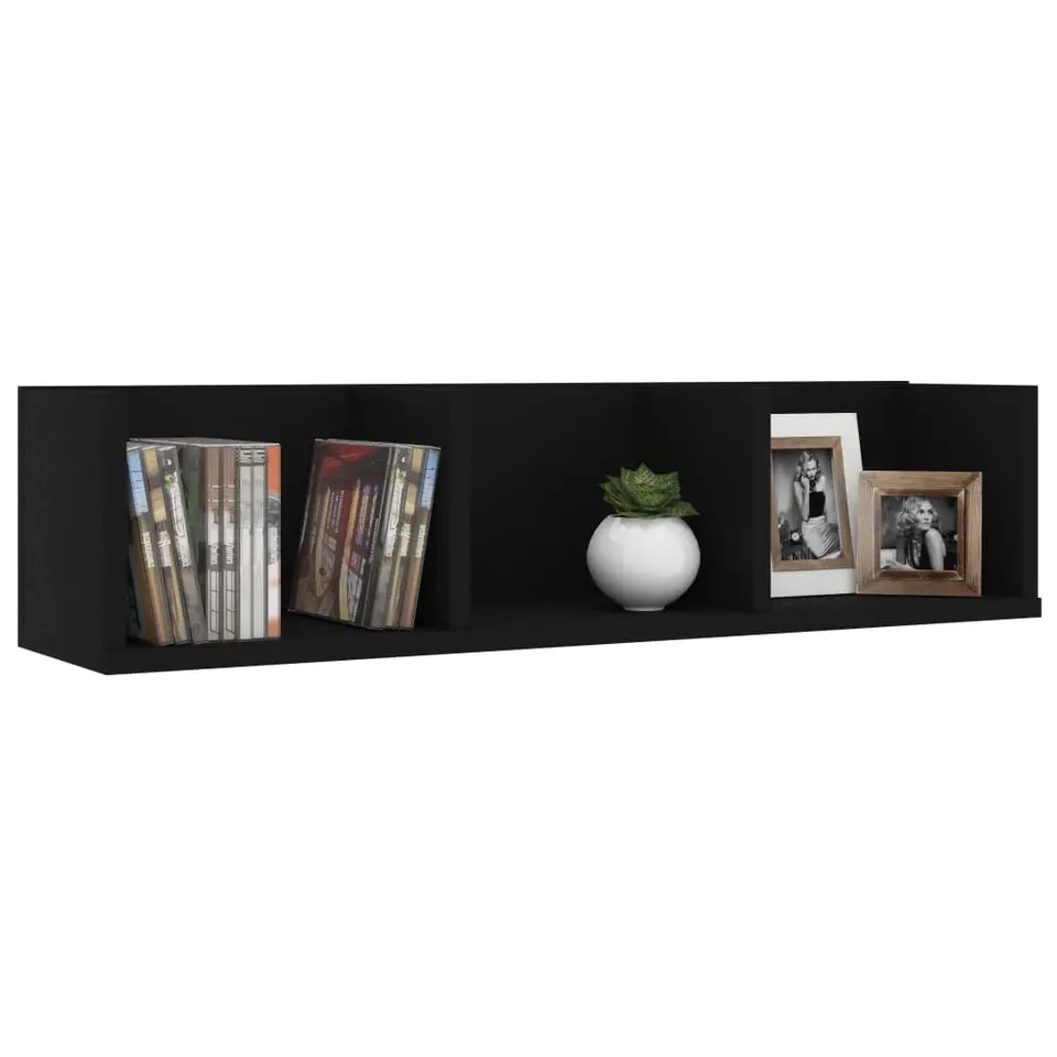 vidaXL - Cd-rek - Zwart - Bewerkt hout