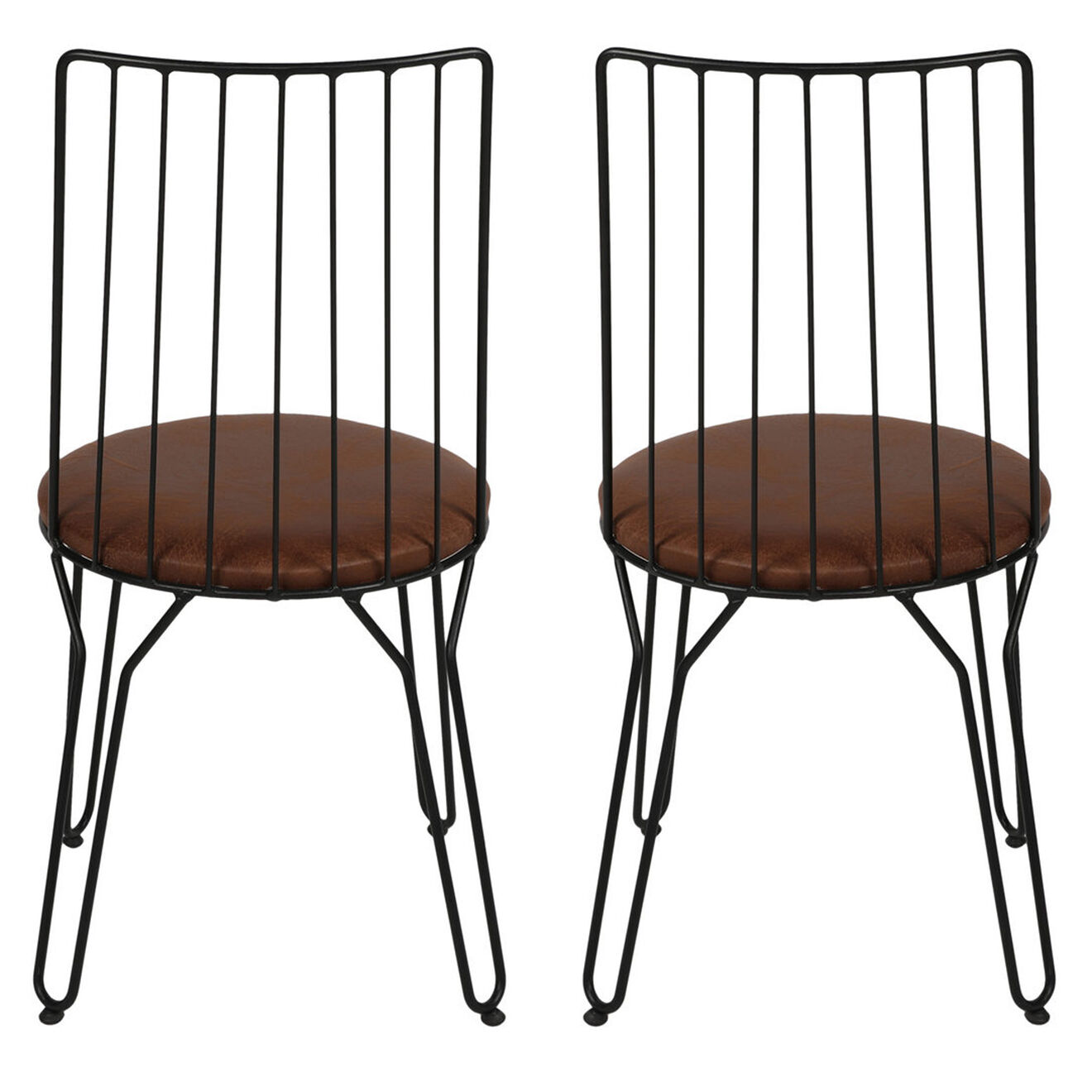 Wooden Art 2 Chaises Ada noir/marron - 44x84x44 cm