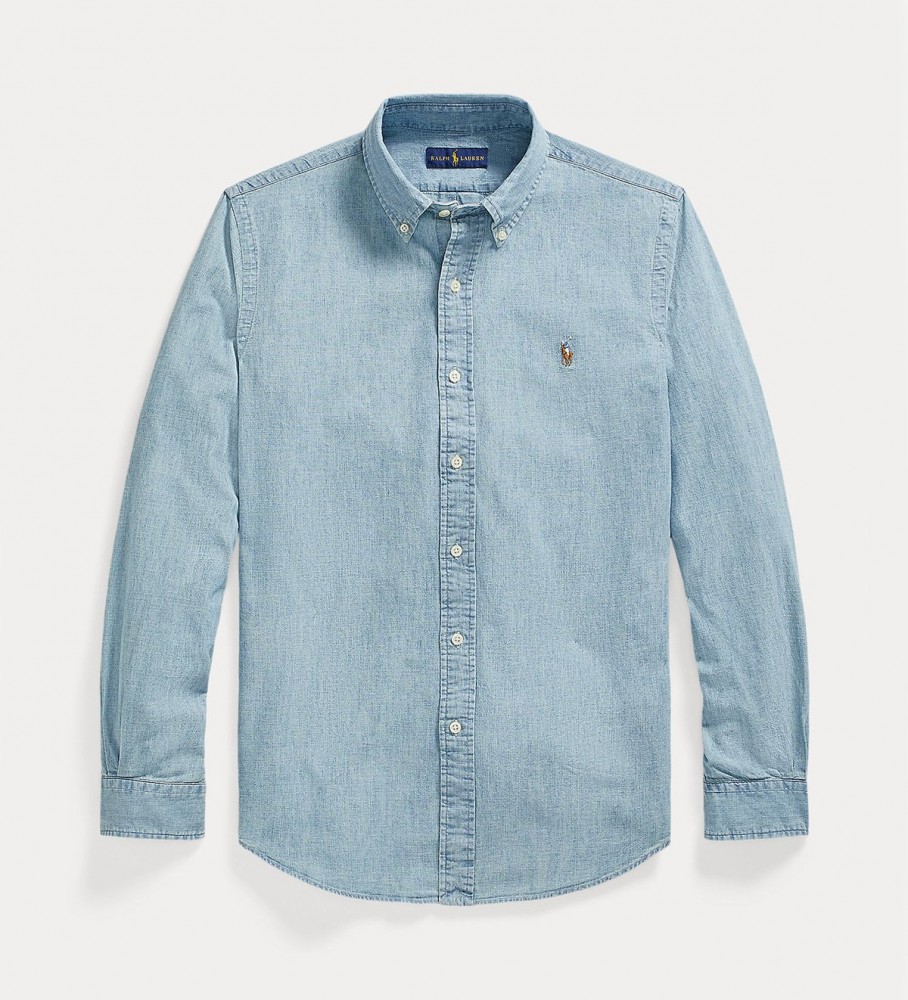 Camisa Ralph Lauren Custom Fit Azul Chambray