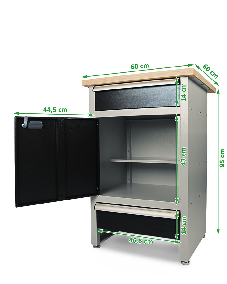 Ondis24 PRO Finn Plus werkbank met melamine werkblad in bamboe-look, werkplaatsuitrusting
