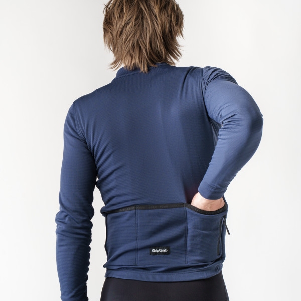 GripGrab EXPLR Merinotech Thermal langærmet cykeltrøje Navy Blue herre