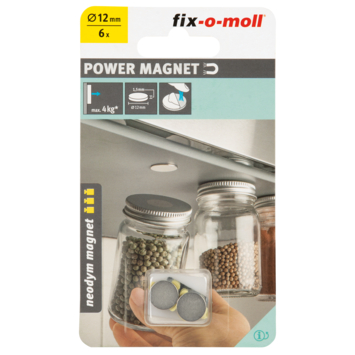 Magneetschijf Neodymium klevend zilver 12mm 6 stuks