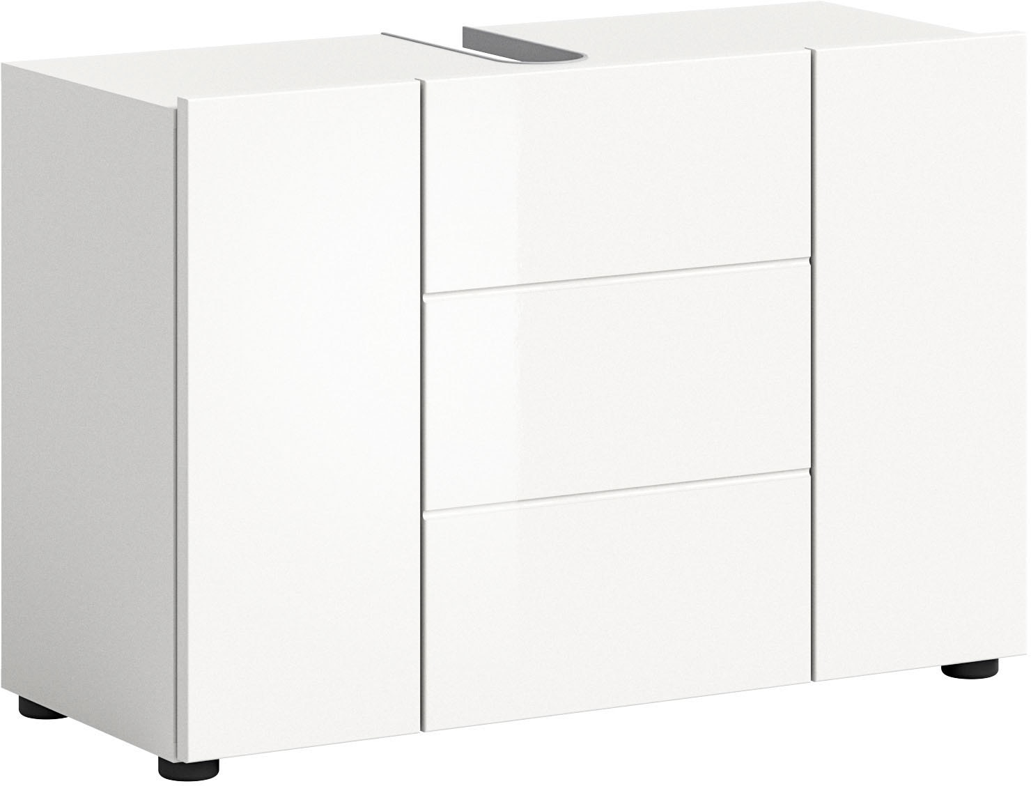 welltime Waschbeckenunterschrank »BIEL, TOPSELLER!, Breite 82 cm, 3 Türen, 2 Böden, mit Siphonausschnitt« 1 Stk. tlg. Badmöbel, Badschrank, Schrank, Unterschrank, Bad, Badezimmer