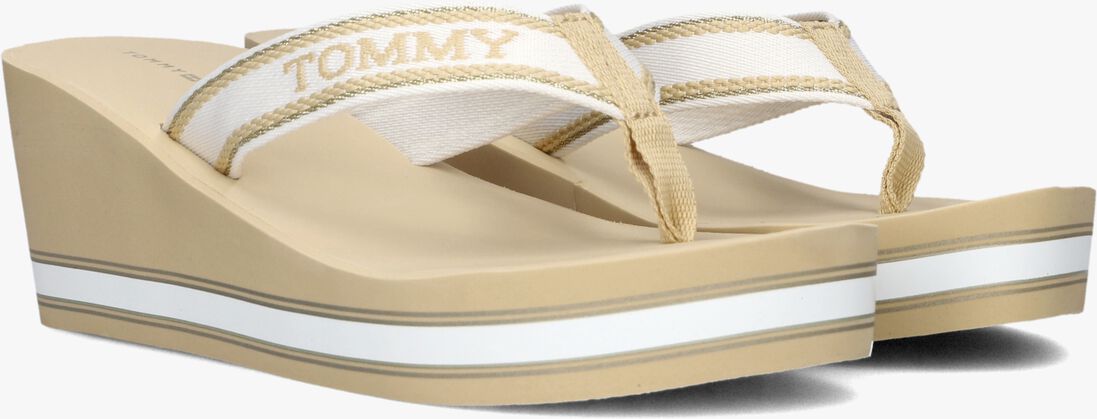 TOMMY HILFIGER beige tommy hilfiger teenslippers hilfiger wedge beach
