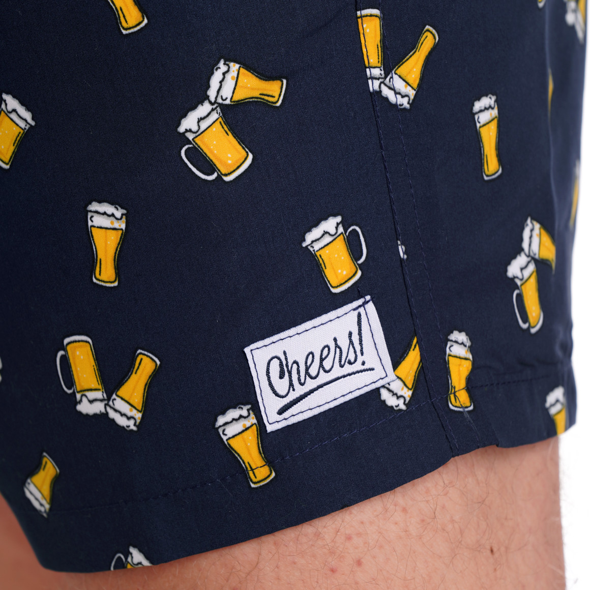 Herren Badeshorts mit Fun-Motiven dunkelblau