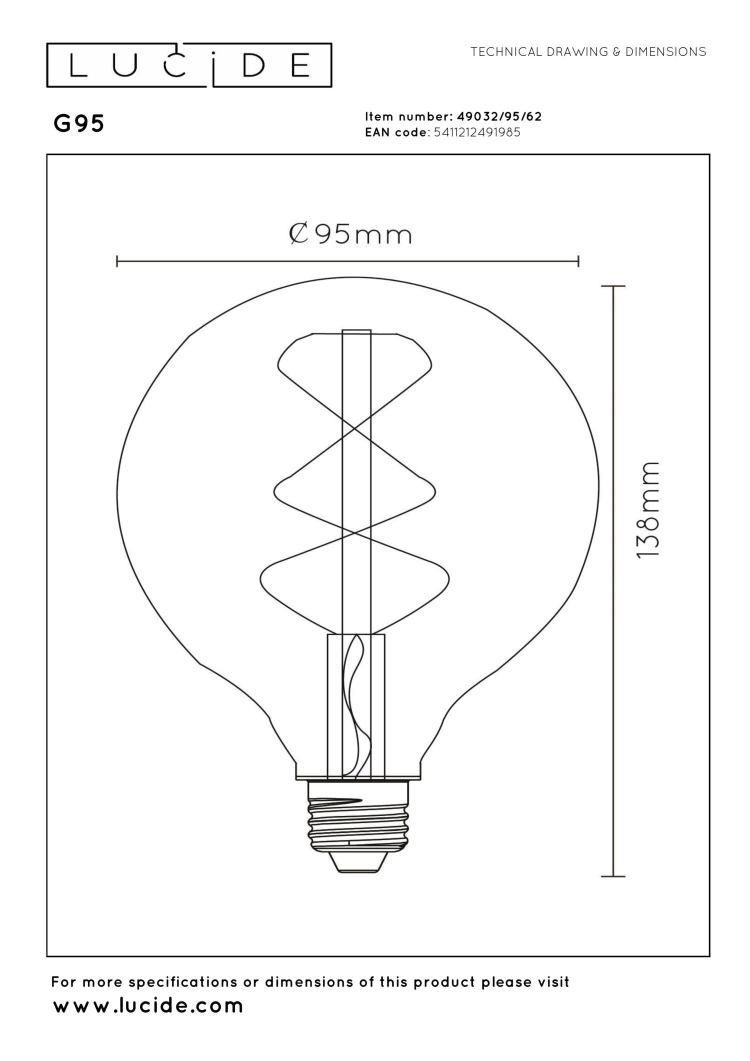 Lucide G95 Filament lamp - Amber (set van 3)