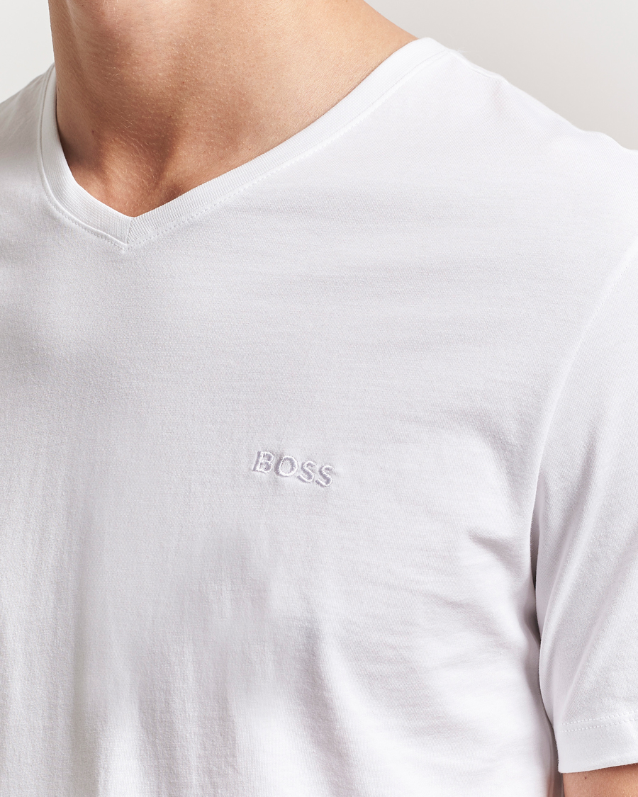BOSS BLACK 2-Pack Relaxed Fit V-Neck T-Shirt White