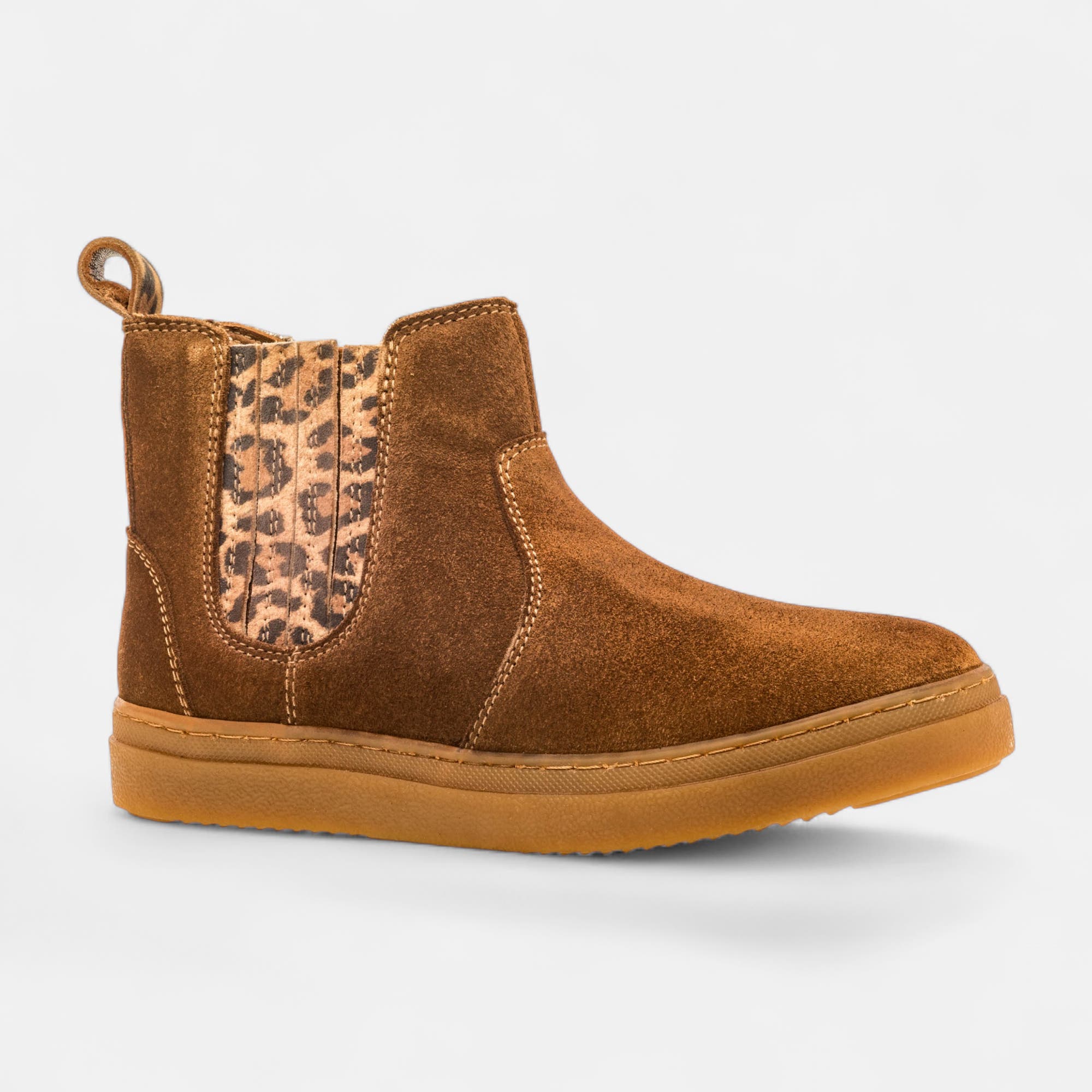 Bottines Fille en cuir cognac