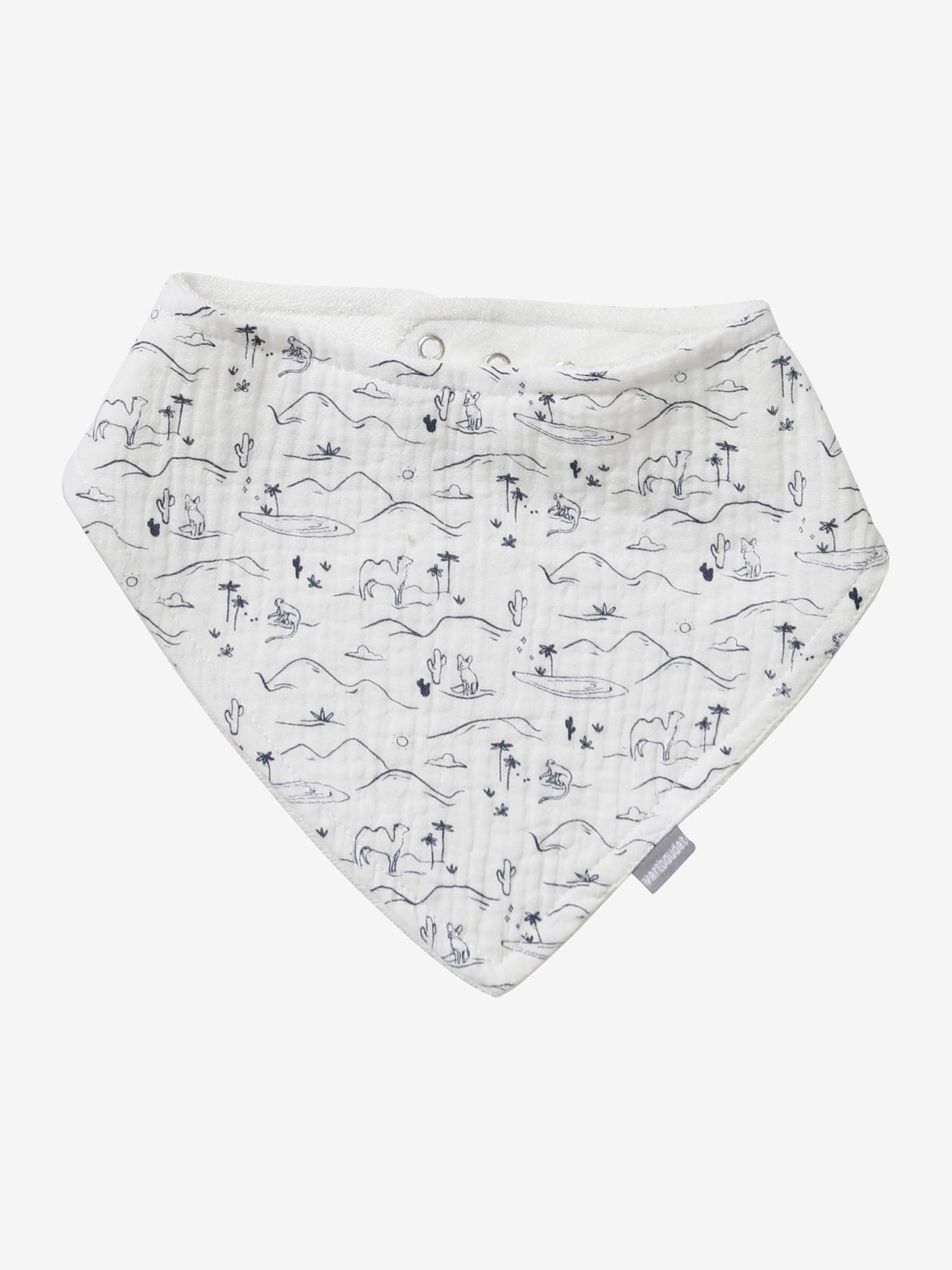 3 babadores bandana lisos em chiffon de algodão verde claro com estampas