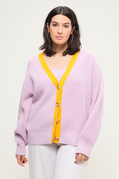 Strickjacke, oversized, Colorblende, Langarm